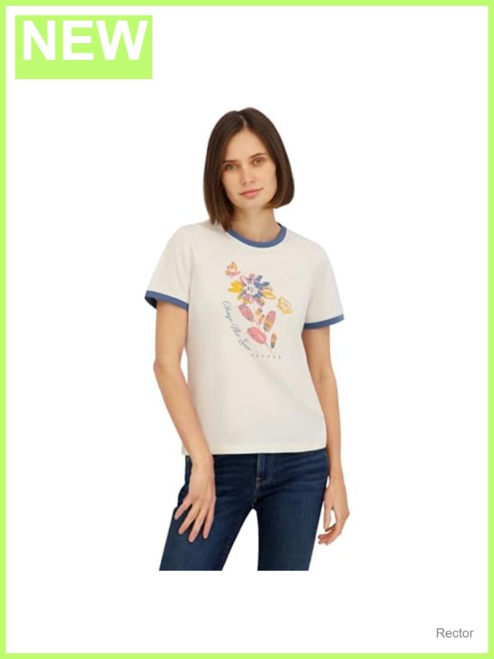 Floral Graphic Short Sleeve Crew Neck Tee T-Shirt Regular Fit